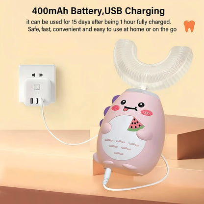 Electric Toothbrush for Children U Shaped Electric Child Toothbrush USB Rechargeable Cartoon Kids Children's Electric Toothbrush